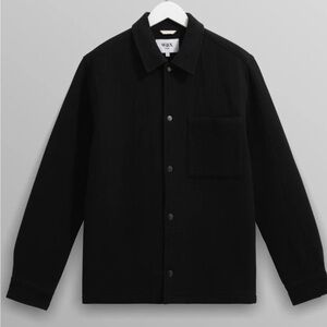 NWT $300+ Wax London Romer Heavy Crinkle Cotton Black Overshirt S
